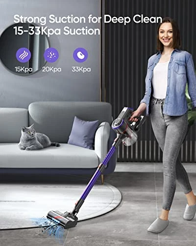 BuTure Cordless Vacuum Cleaner, 400W 33Kpa Powerful Stick Vacuum With 55min Runtime Detachable Battery, Touch Display And 1.2L Large Dust Cup, Vacuum Cleaners For Hardwood Floor Carpet Car Pet 2 BuTure Cordless Vacuum Cleaner, 400W 33Kpa Powerful Stick Vacuum With 55min Runtime Detachable Battery, Touch Display And 1.2L Large Dust Cup, Vacuum Cleaners For Hardwood Floor Carpet Car Pet - Image 2