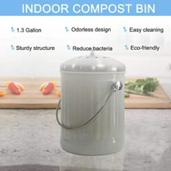 4W Kitchen Compost Bin With 4 Charcoal Filters - 1.3 Gallon Indoor Compost Bin For Kitchen Counter For Food Waste Odor Free (White) -GENERIC Shop 41ROEK7PZ8L