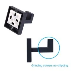 TASTOS Bath Towel Hooks Matte Black, 2 Pack Stainless Steel Robe Coat And Clothes Hook, Heavy Duty Wall Hook For Bathroom & Kitchen, Modern Square Style Wall Mounted (Black) -GENERIC Shop 41Rewg4OcsL