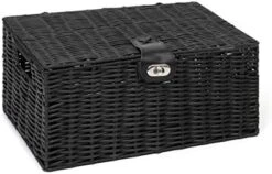 ARPAN Medium Resin Woven Storage Basket Box With Lid & Lock - Black 11 ARPAN Medium Resin Woven Storage Basket Box With Lid & Lock - Black -GENERIC Shop 41Rh18RhLsL. AC