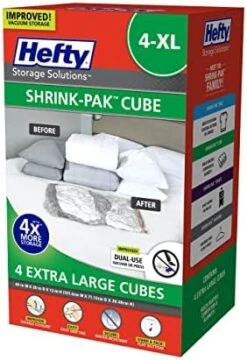 Hefty Shrink-Pak – 4 Extra Large Vacuum Seal Storage Bags – Space Saver Bags For Clothing, Pillows, Towels, Or Blankets, 4 X XL Cubes -GENERIC Shop 41Rhl7HUUkL. AC