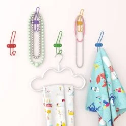 Tibres - Kids Wall Coat Hooks For Girls And Boys For Jackets Clothes Backpacks Robes And Towels - Children Colorful Wall Mounted Hanger Hooks Rack For Use In Nursery Bedroom And Bathroom - Set Of 5 -GENERIC Shop 41RvUZCNH3L