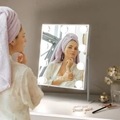 Vanity Mirror With Lights Hollywood Lighted Makeup Mirror With 9 Dimmable Bulbs & 3 Color Lighting Modes, Detachable 10X Magnification Mirror And 360 Degree Rotation(White) -GENERIC Shop 41RvayDNMIL