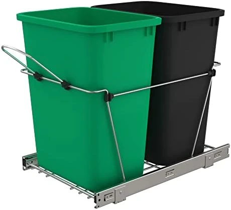 Rev-A-Shelf RV-18KD-18C S Double 35 Quart Sliding Pull-Out Waste Containers Garbage Trash Recycling Bins For Kitchen Cabinets, Black 7 Rev-A-Shelf RV-18KD-18C S Double 35 Quart Sliding Pull-Out Waste Containers Garbage Trash Recycling Bins For Kitchen Cabinets, Black - Image 7
