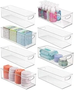 MDesign Small Plastic Bathroom Storage Container Bins With Handles For Organization In Closet, Cabinet, Vanity Or Cupboard Shelf, Accessory Organizer - Ligne Collection - 8 Pack, Clear -GENERIC Shop 41S4yEo9BNL. AC