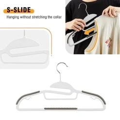 TECHMILLY 30 Pack S-Slide Plastic Hangers, Heavy Duty, Non Slip Space Saving Protect Collar Design Coat Hanger With 360° Swivel Hook, Clothes Organizer For Closet Grey -GENERIC Shop 41SCDQe5yFL