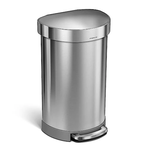 Simplehuman 45 Liter/ 12 Gallon Semi-Round Hands-Free Step Trash Can, Brushed 1 Simplehuman 45 Liter/ 12 Gallon Semi-Round Hands-Free Step Trash Can, Brushed