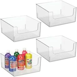 MDesign Plastic Open Front Storage Organizer Bins For Kitchen, Bedroom, Bathroom, Home Office, Or Playroom - Home Decor Bins Hold Food, Toys, Books, Or Office Supplies, Ligne Collection, 4 Pack, Clear -GENERIC Shop 41SOq4UMZgL. AC