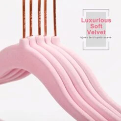 MIZGI Premium Kids Velvet Hangers (Pack Of 50) With Copper/Rose Gold Hooks,Space Saving Ultra Thin,Non Slip Baby Hangers For Children's Skirt Dress Pants,Clothes Hangers(Pink) -GENERIC Shop 41SWwg7NdPL