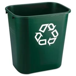 Rubbermaid Commercial RCP 2956-06 GRE Deskside Paper Recycling Container, Rectangular, Plastic, 7 Gal, Green