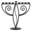 RTZEN Judaica - Wave-Style Hanukkah Menorah, Handmade, 9 Iron Cups, Israel Décor, For All 8 Nights Of Chanukah,(Black)