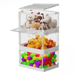 Clear Storage Bin With Lids, 3 Packs Plastic Bins For Storage, 22 QT Folding Box With Magnetic Door, Multifunctional Collapsible Stackable Storage Box For Bedroom, Living Room, Office, Toy Room