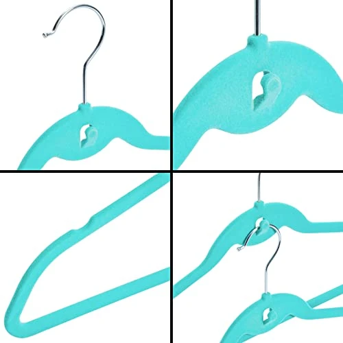 50 Pack Non Slip Velvet Clothes Hangers With Cascading Hooks Space Saving For Kids, Teens, And Adult's Shirts, Coats, Pants, Suits, And Dresses (Teal, 17.5 Inches) 4 50 Pack Non Slip Velvet Clothes Hangers With Cascading Hooks Space Saving For Kids, Teens, And Adult's Shirts, Coats, Pants, Suits, And Dresses (Teal, 17.5 Inches) - Image 4
