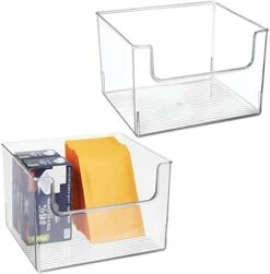 MDesign Large Modern Plastic Open Front Dip Storage Organizer Bin Basket For Home Office Organization - Shelf, Cubby, Cabinet, And Closet Organizing Decor - Ligne Collection - 2 Pack - Clear -GENERIC Shop 41TAL7b1ifL. AC