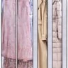 AOODA 65" Long Dress Garment Bags For Closet Storage, 4" Gusseted Clear Hanging Clothes Cover For Gowns, Coats (3 Packs)