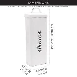 AuldHome Farmhouse Enamelware Straw Holder (White); Rustic Metal Straw Storage Canister -GENERIC Shop 41TE8siIGsL