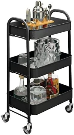 MDesign Metal 3-Tier Rolling Utility Storage Carts - Organizer Trolley For Bathroom, Kitchen, Laundry, Office, And Kids Rooms - Heavy Duty Caddy With 4 Caster Wheels - Light Pink -GENERIC Shop 41TIzzhkmXL. AC