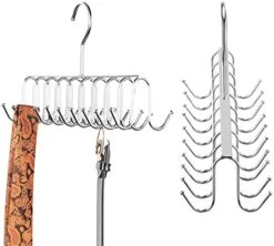 Belt Tie Rack Hanger Removable Metal Hanger With Hooks Shawls Belt Towels Holder Organizer Storage Rack Space Saving, 20 Hooks, 12 X 4 X 3 Inch (Silver, 2) -GENERIC Shop 41TVuaHCpPL. AC