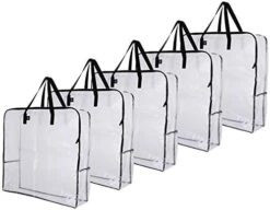 VENO 5 Pack Over-Sized Clear Organizer Storage Bag W/ Strong Handles And Zippers For College, Moving Supplies, Christmas Decorations, Wreath Storage Tote, Under The Bed Storage, Garage Storage (Set Of 5) -GENERIC Shop 41TaiGtW08L. AC