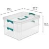 Sterilite 1427CLR Stack & Carry - 2 Layer Box, Clear Lid & Blue Handle, See-through Layers