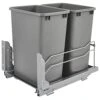 Rev-A-Shelf 53WC-1835SCDM-217 Double 35 Quart Pull-Out Under Mount Kitchen Waste Container Trash Cans With Soft-Close Slides, Silver