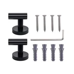 Matte Black Bathroom Towel Coat Hook Stainless Steel, 2 Pack Robe Clothes Cabinet Closet Sponges Hooks Holder Round Style Heavy Duty Wall Hook For Bathroom Kitchen Hotel Wall Mounted -GENERIC Shop 41ThCNx9UIL