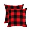 Vanky Set Of 2 Buffalo Check Plaid Pillows Farmhouse Decor Christmas Pillow Covers Fall Outdoor Pillows Outside Porch Pillows Cotton Linen Throw Pillow Covers Red Black 18 X 18 Inches