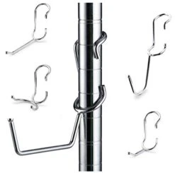 Shelf Pole Hooks 5-Pack | Chrome Variety Pack | Best Solution For Garage Shelving Storage Organization | Use With Metal Or Wire Shelves And Racks | Heavy Duty, Easy Installation