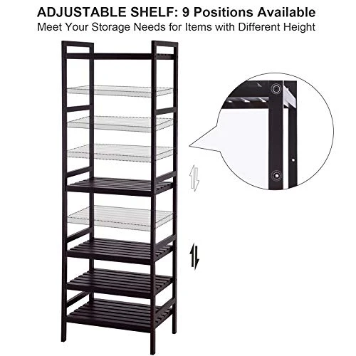 SONGMICS Adjustable Storage Shelf Rack, 5-Tier Multifunctional Shelving Unit Stand Tower, Bookcase For Bathroom Living Room Kitchen 17.7 X 12.4 X 55.9 Inches, Holds Up To 132 Lb, Brown UBCB75BR 2 SONGMICS Adjustable Storage Shelf Rack, 5-Tier Multifunctional Shelving Unit Stand Tower, Bookcase For Bathroom Living Room Kitchen 17.7 X 12.4 X 55.9 Inches, Holds Up To 132 Lb, Brown UBCB75BR - Image 2