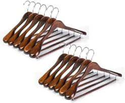 Luxury Wide Shoulder Wooden Hangers 6 Pack, With Locking Bar, Smooth Retro Finish Wood Suit Hanger Coat Hanger For Closet, Holds Up To 20lbs, 360° Swivel Hook, For Jacket, Dress Heavy Clothes Hangers -GENERIC Shop 41UNEPgxasL. AC