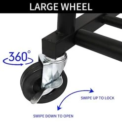 Fishat Simple Standard Freestanding Double Rod Clothing Metal Garment Rack For Hanging Clothes, Rolling Clothes Organizer On Lockable Wheels Mobile, With 2 Hooks (Black) -GENERIC Shop 41UNNrwAj1L