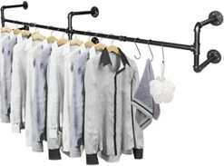 Rebala Industrial Pipe Clothing Rack 70.86" Length,Wall Mounted Clothes Rack,Max Load 132Lb Metal Commercial Garment Bar Space-Saving,Laundry Room Decor,Multi-Purpose Hanging -GENERIC Shop 41URiRTIRjL. AC