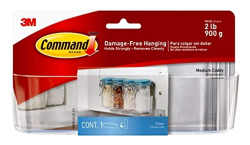 Command Medium Caddy, Clear, With 4 Clear Indoor Strips, Organize Damage-Free 1 Command Medium Caddy, Clear, With 4 Clear Indoor Strips, Organize Damage-Free
