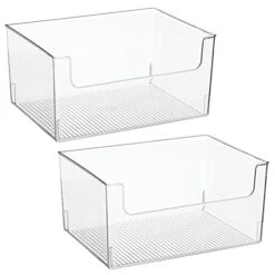 MDesign Large Modern Plastic Open Front Dip Storage Organizer Bin Basket For Home Office Organization - Shelf, Cubby, Cabinet, And Closet Organizing Decor - Ligne Collection - 2 Pack - Clear -GENERIC Shop 41UjvNkQmAL