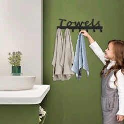 Wel Rack 7 Towel Hooks, Black Towel Holder And Accessories For Wall Mount Bath Organization - The Prefect Addition To Rustic Farmhouse, Restroom, Living Room Decor Robe Hooks -GENERIC Shop 41Ul9XoWk9L