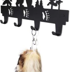 CoolPlus Coat Hooks Wall Mounted Entryway Dog Leash And Key Holder Clothes Hat Rack And Backpack Hanger Cabin Decor Metal Mural Art Bear Pattern Black Finish -GENERIC Shop 41UmOmyL9UL