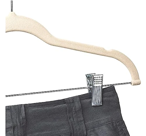 Home-it 12 Pack Baby Clothes Hangers With Clips - Ivory Velvet Hangers Skirt Hangers - Clothes Hanger - Pants Hangers - Ultra Thin No Slip 2 Home-it 12 Pack Baby Clothes Hangers With Clips - Ivory Velvet Hangers Skirt Hangers - Clothes Hanger - Pants Hangers - Ultra Thin No Slip - Image 2