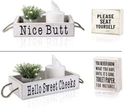Bathroom Decor Box, Toilet Paper Holder, Toilet Tank Box, Toilet Paper Storage Basket With Artificial Flower And Funny Sign,Toilet Tank Tray, Farmhouse Bathroom Decor -GENERIC Shop 41V aCFMUHL. AC