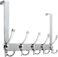 WEBI Over The Door Hook Door Hanger Hook Rack With 5 Tri Hooks For Hanging Coats, Over The Door Towel Rack Towel Hanger Door Coat Hanger Over Door Coat Rack For Bathroom,Behind Back Of Door,White -GENERIC Shop 41V37Js SGL. AC