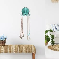 NIKKY HOME Wall Mounted Hooks Jewelry Organizer Rustic Hanging Vintage Decorative Shabby Chic Jewelry Storage Display Hanger For Necklace, Earrings, Rings, Belt, Hat, Gift For Women Girl Lady, Green -GENERIC Shop 41VOYdSi4EL