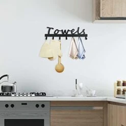 Wel Rack 7 Towel Hooks, Black Towel Holder And Accessories For Wall Mount Bath Organization - The Prefect Addition To Rustic Farmhouse, Restroom, Living Room Decor Robe Hooks -GENERIC Shop 41VkLxBbFyL