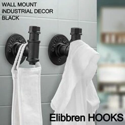 Elibbren 3 Pack Rustic Style Industrial Iron Pipe Coat Towel Holder Wall Hook For Hanging, Wall Mounted Vintage Robe Clothes Hanger Heavy Duty Farmhouse,Mounting Hardware Included Black -GENERIC Shop 41VvPwKKN6L