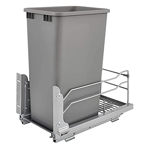 Rev-A-Shelf 53WC-1550SCDM-117 Single 50-Quart Kitchen Base Cabinet Pull Out Waste Container Trash Can With Soft-Close Slides, Silver 9 Rev-A-Shelf 53WC-1550SCDM-117 Single 50-Quart Kitchen Base Cabinet Pull Out Waste Container Trash Can With Soft-Close Slides, Silver - Image 9