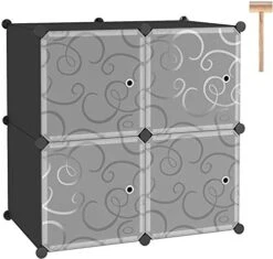 C&AHOME Cube Storage Organizer With Doors, 4-Cube Shelves, Closet Cabinet, DIY Plastic Modular Bookshelf Ideal For Bedroom, Living Room, 24.8" L X 12.4" W X 24.8" H Milky USHS04M-DOOR -GENERIC Shop 41W8XBFNKNL. AC