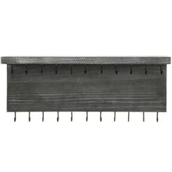 MyGift Hanging Jewelry Organizer, Wall-Mounted Rustic Gray Wood Necklace, Bracelets Display Rack With 26 Hooks And Top Shelf -GENERIC Shop 41WFnyaqyyL