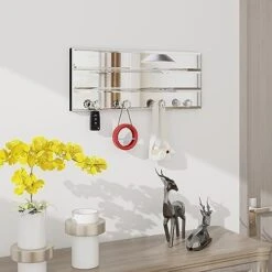 SHYFOY Mirrored Key Holder For Wall Decorative Love Letter Sign Plaque Key Hanger For Wall Decor, Glitter Key Rack Wall Hanger With 4 Crystal Hooks For Entryway Front Door Key Hanging -GENERIC Shop 41WqANVD5L. AC