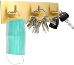 Key Hooks For Wall, Key Holder For Wall Decorative With 3 Key Hooks, Coat Hanger, Purse Hanger, Towel Hook, Easy Mount Key Hangers For Wall, Entryway, Bathroom, Living Room, Kitchen (Gold Finish) -GENERIC Shop 41XHmKM8yjL. AC
