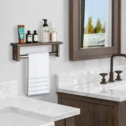 J JACKCUBE DESIGN Set Of 2 Rustic Bathroom Towel Rack Shelf, Floating Shelves Organizer Stainless Towel Bar Hanger Farmhouse Décor Over Toilet - MK608AA -GENERIC Shop 41Xa5ypn12L