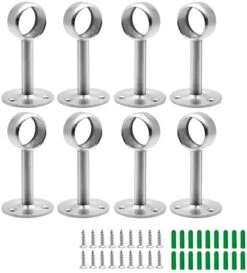 Jiozermi 6 Pcs 1 Inch Ceiling Mount Curtain Rod Bracket, 2.55 Inch Height Flange Closet Rod Holder, Heavy Duty Stainless Steel Shower Curtain Rod Socket, Closet Rod End Supports, Brushed Finish -GENERIC Shop 41Xp6cTZwAL. AC