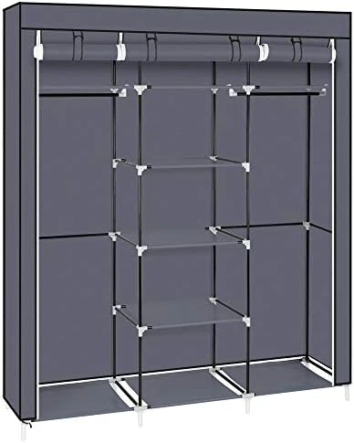 Knocbel 69" Tall Freestanding Closet Organzier Clothes Garment Rack With Storage Shelves & 2 Hanging Rods (Black) 9 Knocbel 69" Tall Freestanding Closet Organzier Clothes Garment Rack With Storage Shelves & 2 Hanging Rods (Black) - Image 9